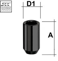 Radmutter M14x1.5 Kegel 60° SW-Stern L-37 schwarz