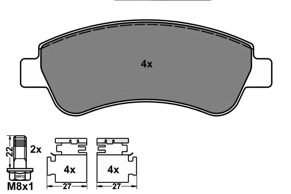 Plaquettes de frein avant PSA -1/02 (1.1i/1.4i/1.6i-16V/1.8i/2.0i-16V/1.8D/1.9D/1.9TD/2.0HDi)