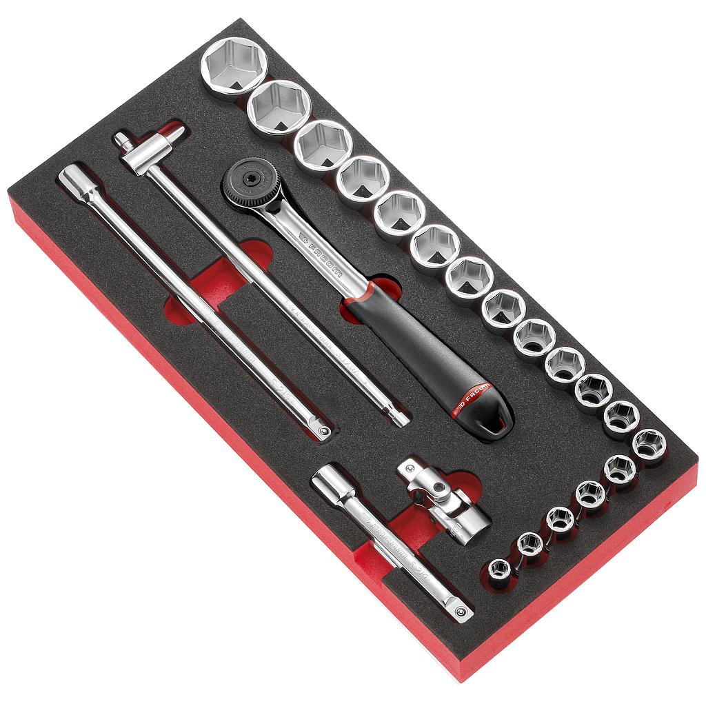 FACOM Mod Mousse Douil 1/2P 6P Mm S.161B 23Pc