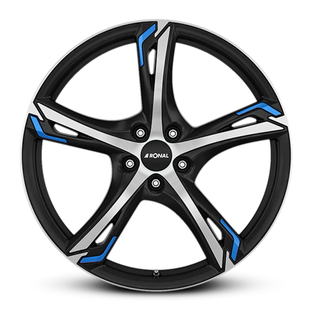 RONAL R62 Blue JET BLACK-MATT-FRONT CUT 7.5x18 ET40 5x108 76.0