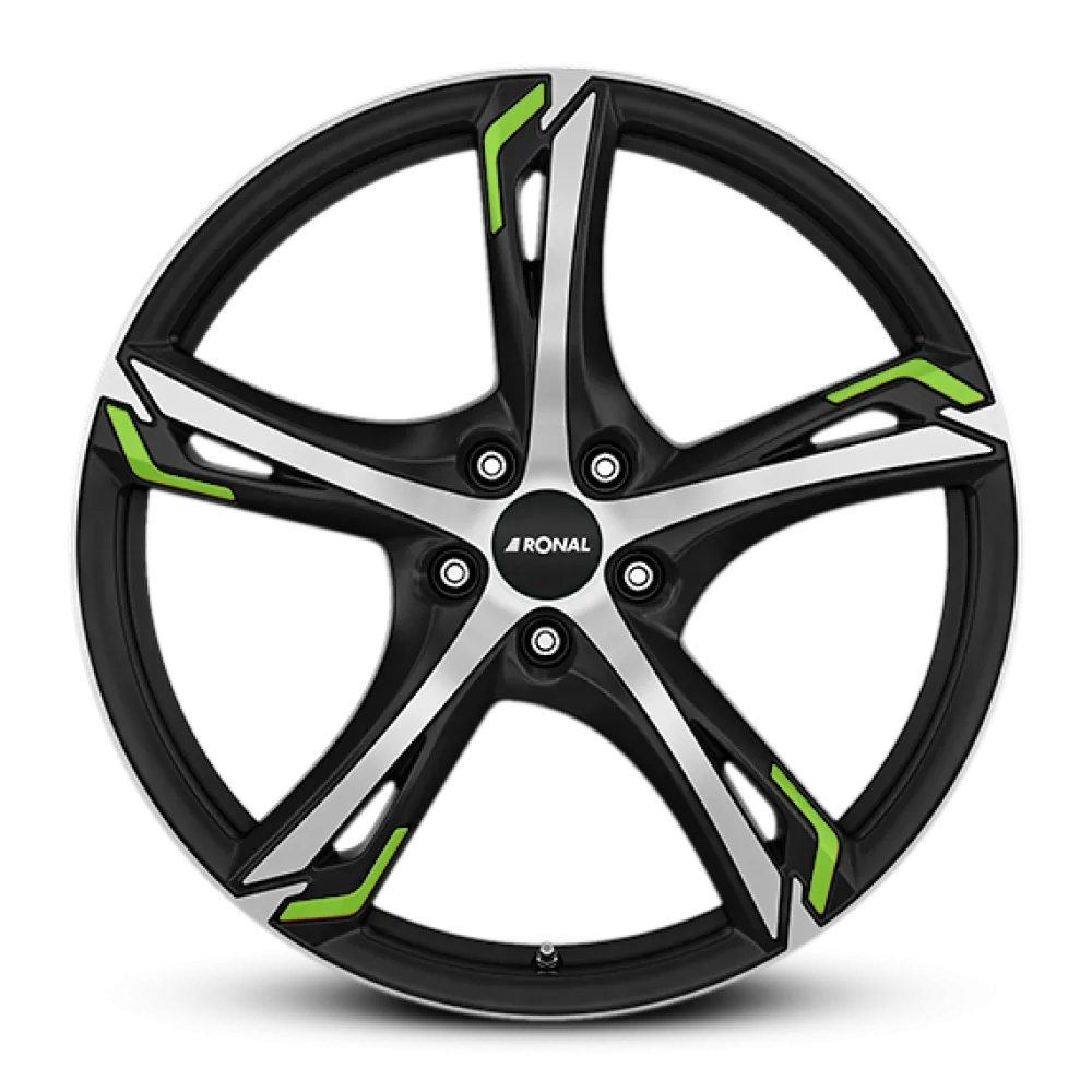 RONAL R62 Green JET BLACK-MATT-FRONT CUT 7.5x17 ET38 5x112 76.0