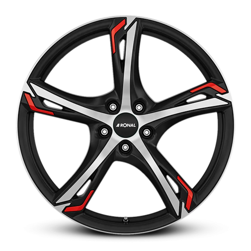 RONAL R62 Red JET BLACK-MATT-FRONT CUT 7.5x18 ET51 5x112 76.0