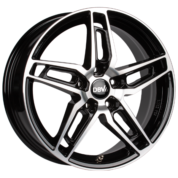 DBV 5DS 005 schwarz glänzend, front poliert 7.0x17 ET38 5x100 60.1