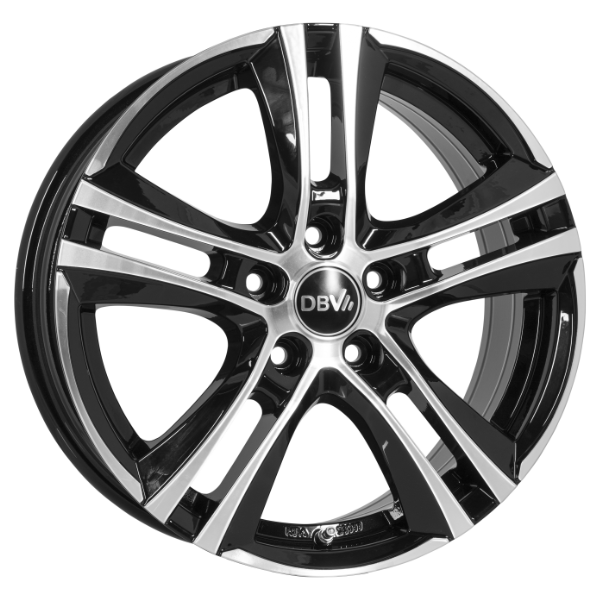 DBV Andorra II schwarz glänzend, front poliert 7.0x17 ET47 5x108 70.1
