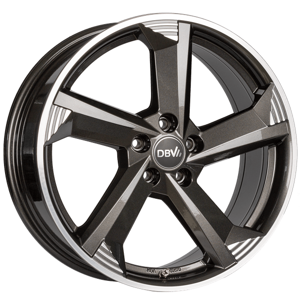DBV Torino III anthrazit glänzend, front poliert 8.5x20 ET49 5x108 70.1