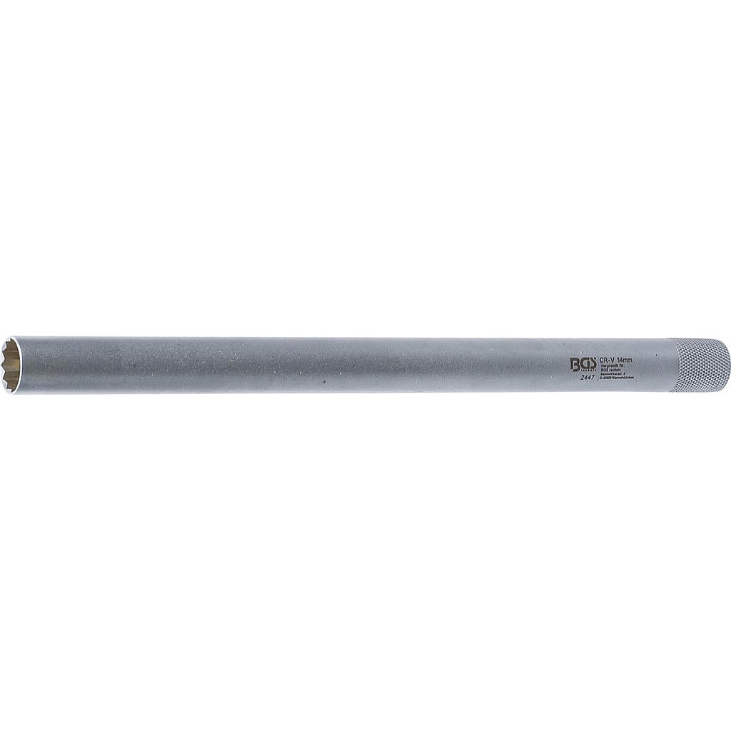 Zündkerzen-Einsatz mit Magnet, Zwölfkant, extra lang | Antrieb Innenvierkant 10 mm (3/8") | SW 14 mm