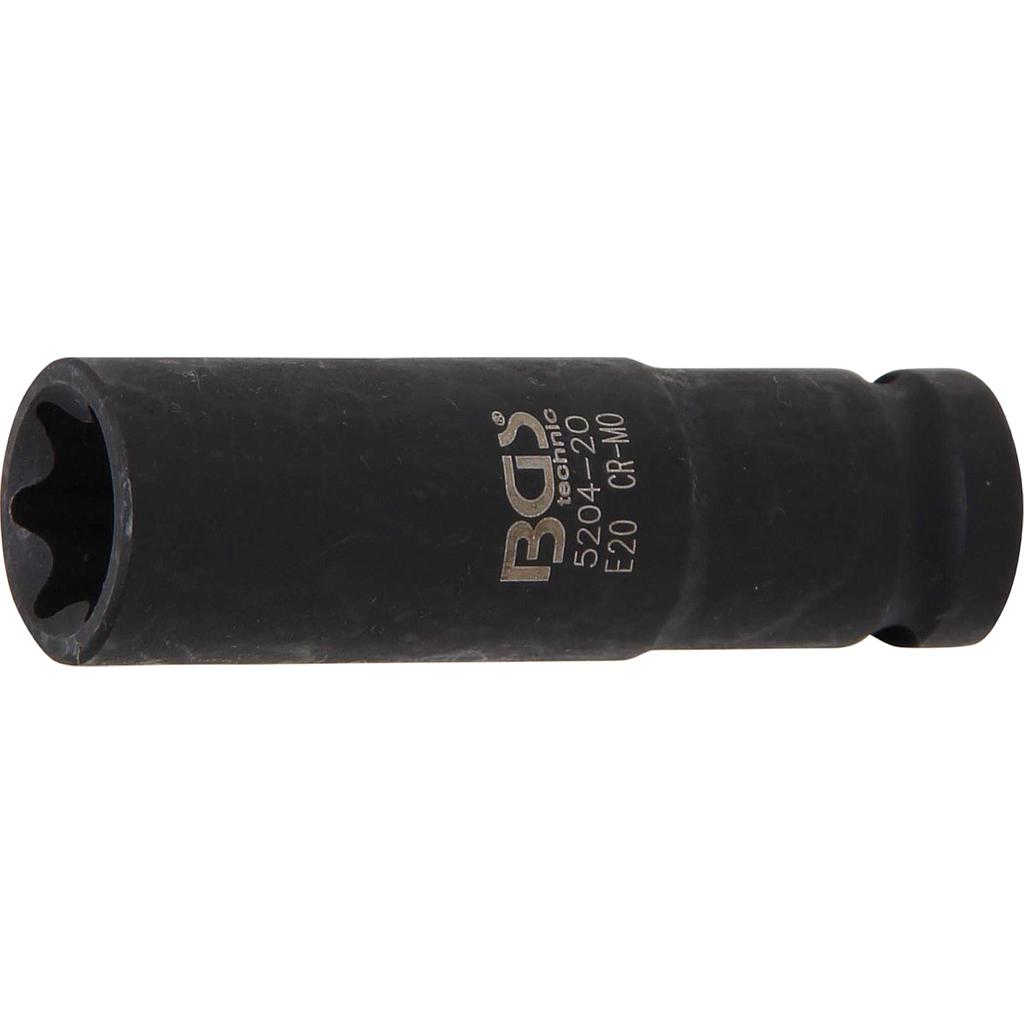 Kraft-Steckschlüssel-Einsatz E-Profil, tief | Antrieb Innenvierkant 12,5 mm (1/2") | SW E20
